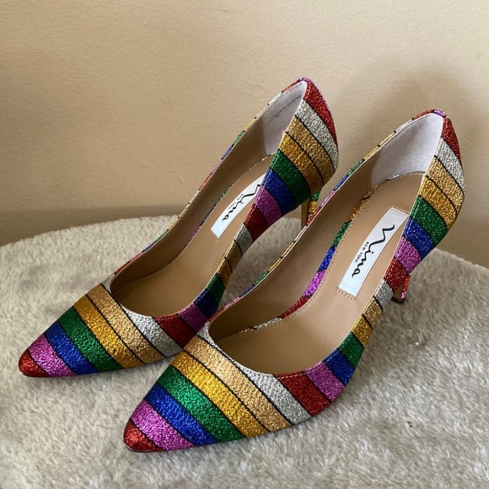 Nina rainbow heels size six new in box